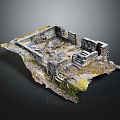 Ancient Ruins Model Scene With Stone Walls Steps And Grass Details