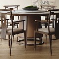 New Chinese Dining Table and Chair Set Round Dining Table and Chair 3d model