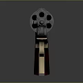 Vintage Metallic Revolver Weapon with Blue Barrel and Red Wooden Grip