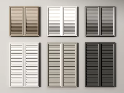 Stylish Window Shutters in Various Colors for Home Interior Design 3d model