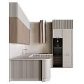 Modern Kitchen Interior With Light Wood Cabinets Island Counter And Built in Oven