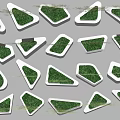 Various Shaped Tree Pits With Green Trees And Grass Arranged In Rows 3d model