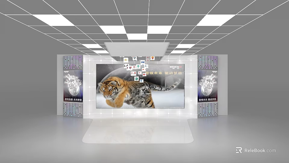 Modern Computer Monitor Showcase Featuring Large Screen And Digital Display Design 3d model 