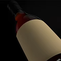 Three Dark Brown Wine Bottles With White Labels Against Black Background 3d model