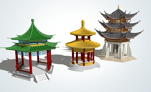 Chinese-style pavilion antique pavilion porch 3d model