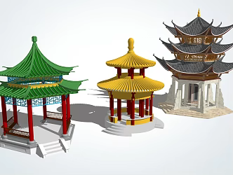 Chinese-style pavilion antique pavilion porch 3d model