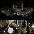 Modern Artistic Chandelier With Geometric Mesh Design And Sparkling Light Accents