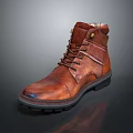 Men's Brown Leather Boots With Classic Design And Lace Up Details