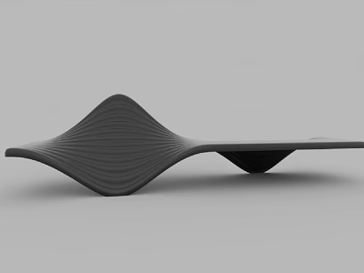 Stylish Outdoor Sofa With Modern Wave Design And Smooth Grey Finish 3d model