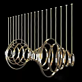 Modern Elegant Chandelier With Golden Circular Rings Hanging From Ceiling