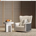 Modern single sofa chair side table combination 3d model