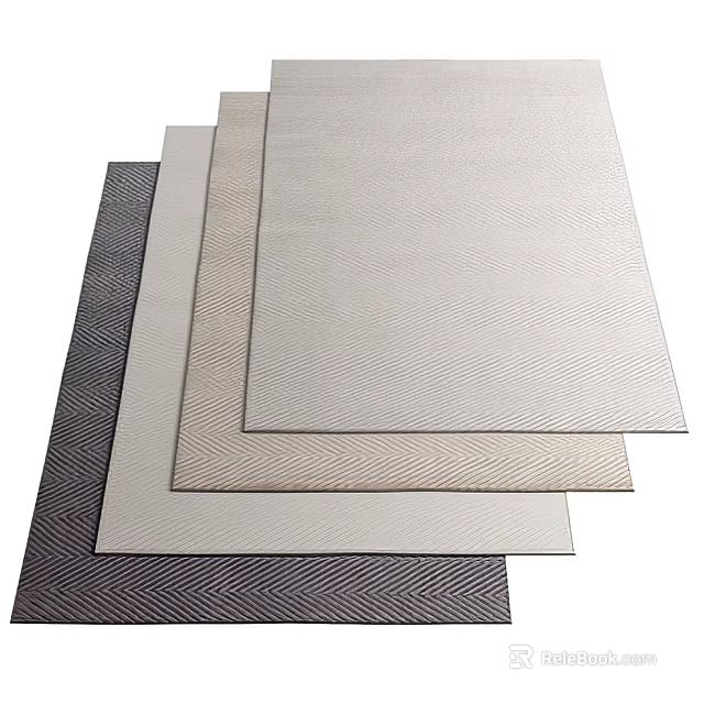 Stacked Square Rugs In Multiple Colors With Herringbone Pattern For Home Decor 3d model