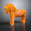 Orange Wooden Horse Sculpture With Simple Handcrafted Design And Smooth Surface