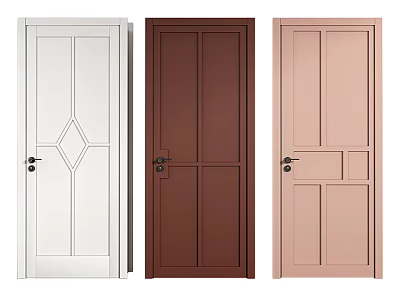 White Brown Pink Hinged Doors With Modern Panel Designs For Home Interiors 3d model
