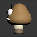 Angry Mushroom Character with Big Eyes Sharp Teeth 3D Model on Dark Surface with Reflection 3d model
