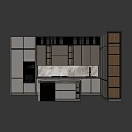 Modern Open Kitchen Interior With Marble Countertop Island Cabinets Appliances And Lighting