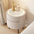 Modern White Leather Chest of Drawers With LED Strip And Vases In Bedroom Corner