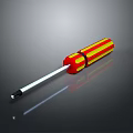 Professional Hardware Tool Screwdriver with Red and Yellow Striped Handle and Metal Shaft