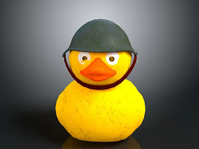 Playful Yellow Rubber Duck Wearing Green Helmet as Daily Life Essential 3d model