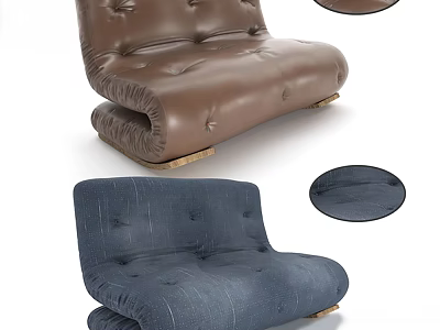 Modern Tufted Two Seater Sofa With Leather And Fabric Upholstery Designs 3d model