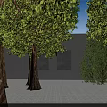 Aerial Planning of Modern Building with Water Pool and Green Trees Courtyard