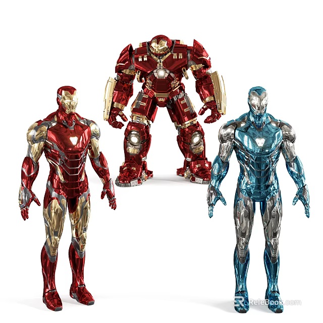 Iron Man Electric Action Figures With Red Blue And Silver Colors For Kids Play 3d model 