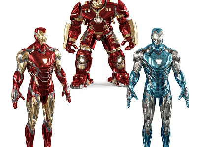 Iron Man Electric Action Figures With Red Blue And Silver Colors For Kids Play 3d model