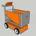 Commercial Shopping Cart with Orange and Gray Design Durable Wheels and Storage Compartment