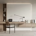 Modern Desk and Chair Desk and Chair Combination Table Lamp Bookshelf 3d model