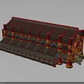 Traditional Chinese Architecture With Red Curved Roof Colorful Pillars And Ornate Decorations