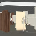 Modern Clothing Store Interior With Wooden Reception Desk Logo Mirror And Plant