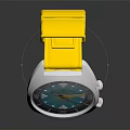 Stylish YEMA Watch With Yellow Strap Blue Numerical Dial And Silver Case