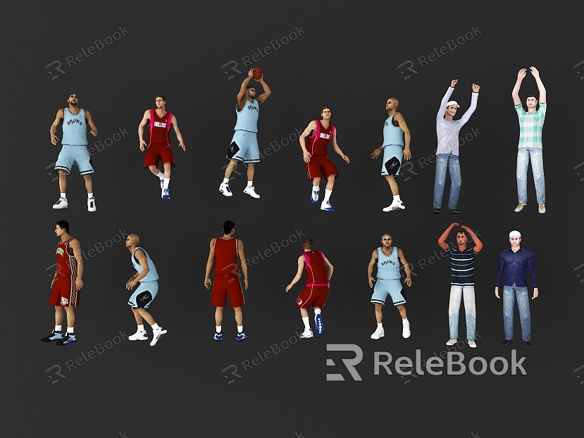 Sports figures play basketball people basketball people sports men shooting people model