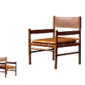 Sleek Lounge Chair With Wooden Frame Leather Upholstery And Armrest Design