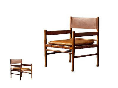 Sleek Lounge Chair With Wooden Frame Leather Upholstery And Armrest Design 3d model