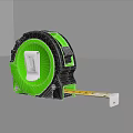 Green And Black Tape Measure With Yellow Measuring Tape On Gray Surface