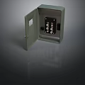 Green Electrical Equipment Distribution Box With Open Door And Internal Circuit Breakers