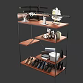 Wooden Multi Tier Storage Shelf With Decorative Items And Shoes Organization