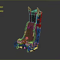 Airplane Seat Interior With Green Cushion Black Frame And Safety Components