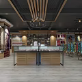 Modern Clothing Store Interior With Display Shelves Glass Counter And Hanging Clothes
