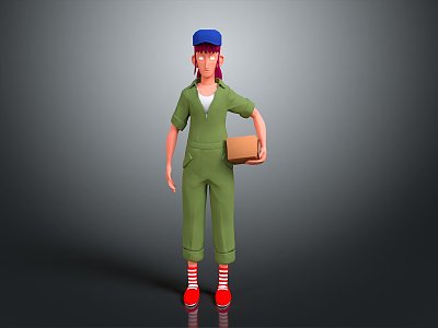 Worker European worker mechanic builder repairman miner digger figure 3d model