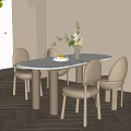 Modern Dining Table and Chair Combination Dining Chair Single Chair 3d model