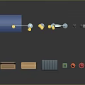 Urban Street Furniture Collection With Traffic Lights Lamps Bus Stop Benches Trash Bins Fire Hydrant