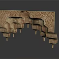 Intricately Carved Architectural Decorative Panel With Arched Niches And Ornate Patterns