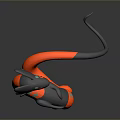 3D Dragon Model With Gray Body Red Yellow Blue Accents Curved Tail And Circular Base