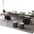 Modern tea table and chair combination 3d model