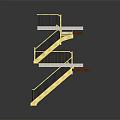 Modern Unique Staircase Design With Yellow Steps Black Railings And White Platforms 3d model