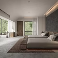 Modern Hotel Room Interior With Large Windows Greenery View Two Beds And Minimalist Design