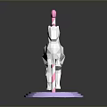 Low Poly Carousel Horse Decorative Figure With Pink Mane And Purple Base Pole