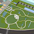 Scenic Urban Park Landscape With Winding Paths Lush Greenery Flowering Trees And Green Lawns